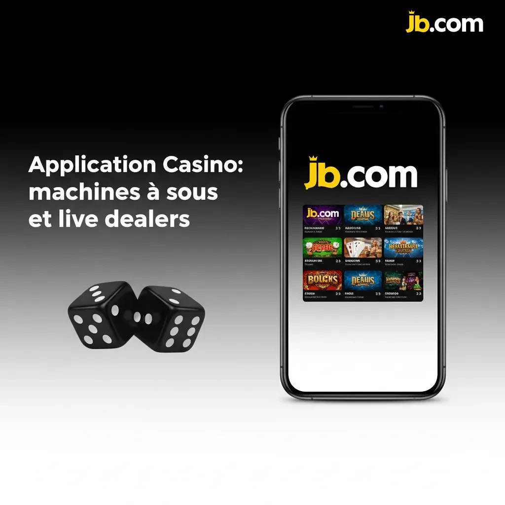 Écran d’accueil d’une appli casino avec machines à sous et croupiers en direct (roulette, blackjack). Accès rapide, promos.