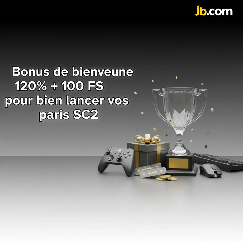 Bannière promo: bonus 120% + 100 tours gratuits pour bien lancer vos paris StarCraft II sur JB Casino.