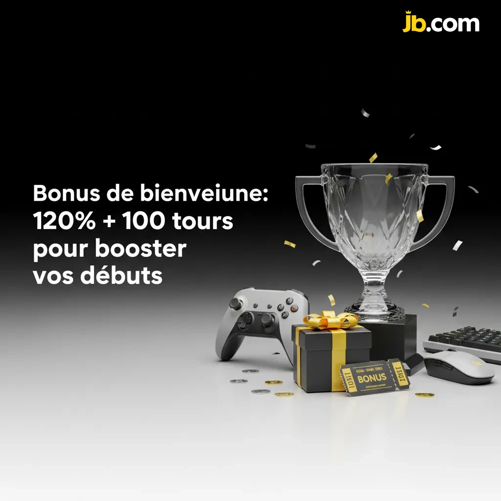Bannière JB Casino: bonus de bienvenue 120% + 100 tours gratuits, dépôt XAF MTN/Orange/carte, paris Dota 2.