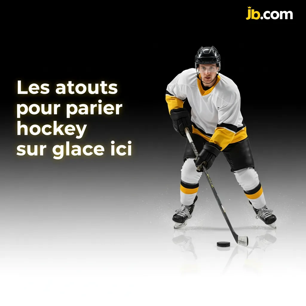Bannière JB Casino: atouts pari hockey—cotes live, cashout, marchés 60 min/OT, stats et scores, paiements FCFA, support FR.
