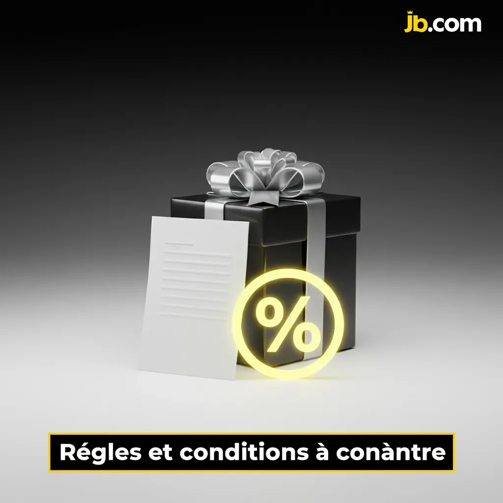Icône de document et check-list des règles du bonus JB Casino: mise, jeux éligibles, limites, délais.