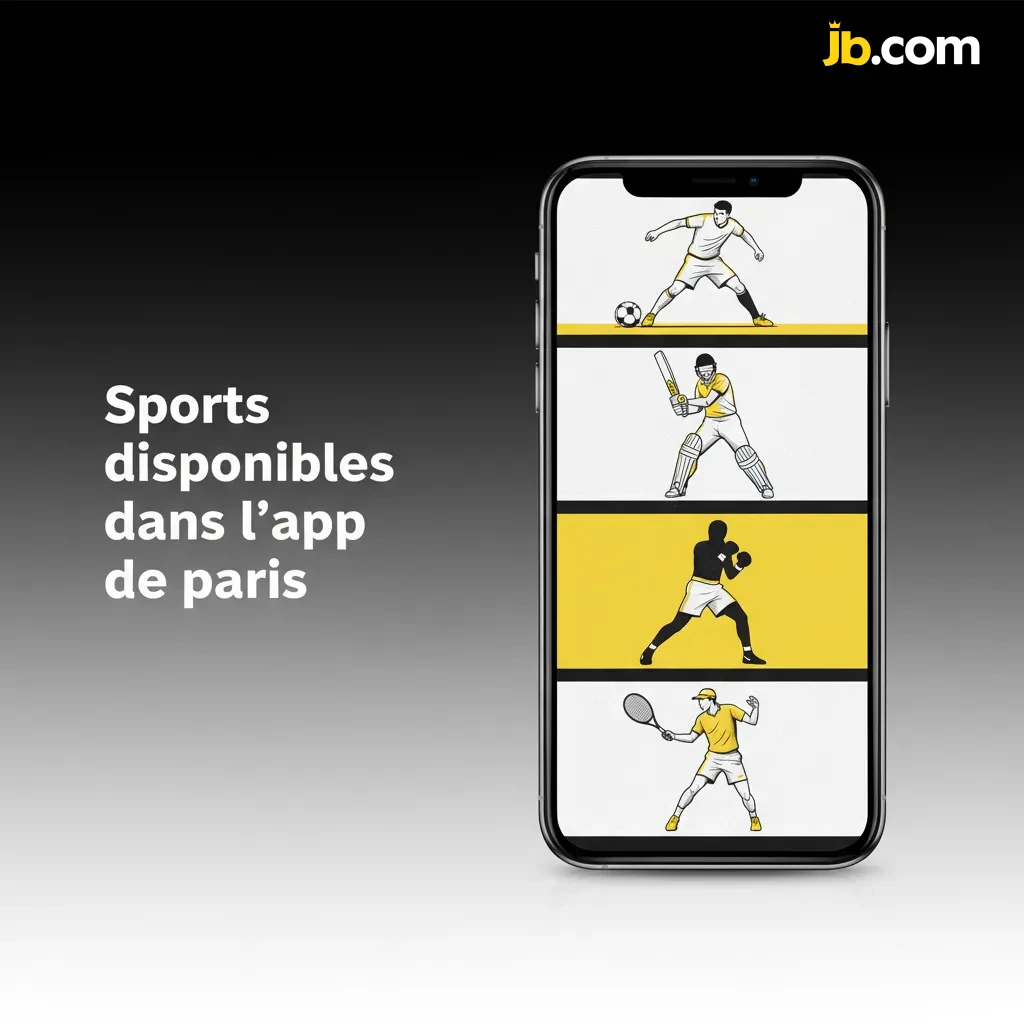 Écran d’app de paris avec sports: football, basket, tennis, ping-pong, handball, volley, MMA/UFC, eSports, hockey, rugby