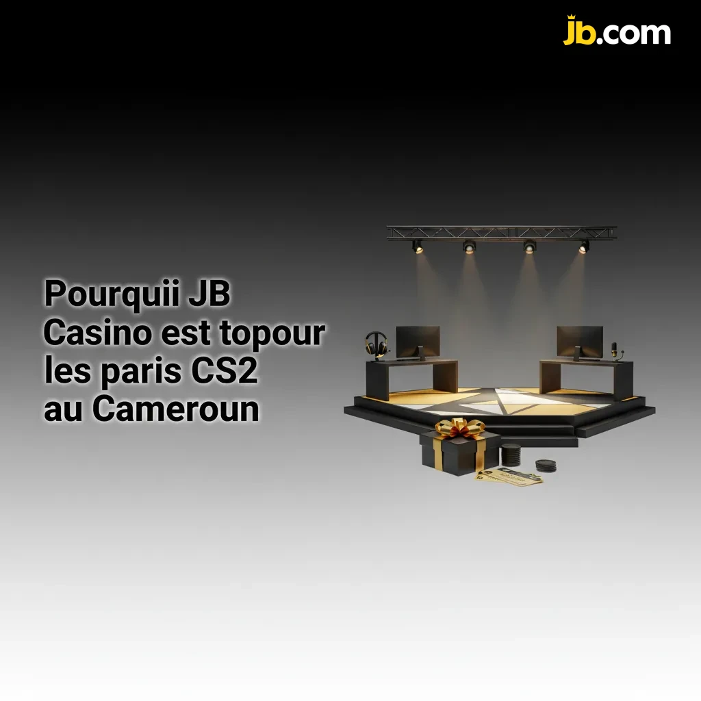 Visuel JB Casino: paris CS2 au Cameroun, bonus 120%+100 FS, paiements locaux, app mobile, support 24/7, sécurité KYC/SSL.