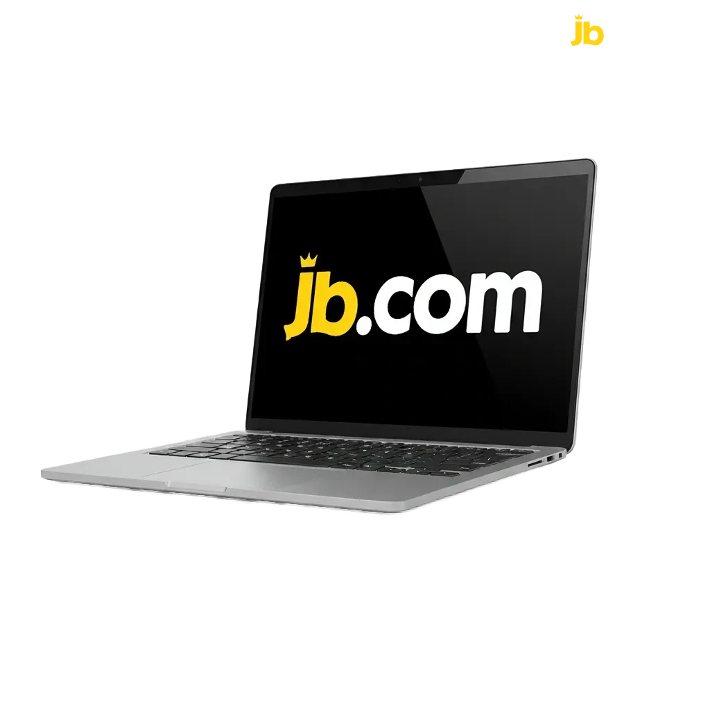 Écran d'ordinateur avec l'appli JB Casino à télécharger pour Windows et macOS, live casino, roulette et machines à sous.